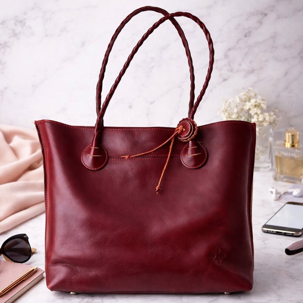 Patricia Nash NEW Eastleigh Tote British Tan Solid 10th Anniversary Rosette